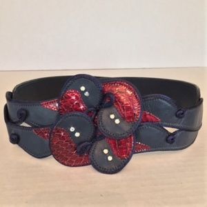 VINTAGE leather and snakeskin belt